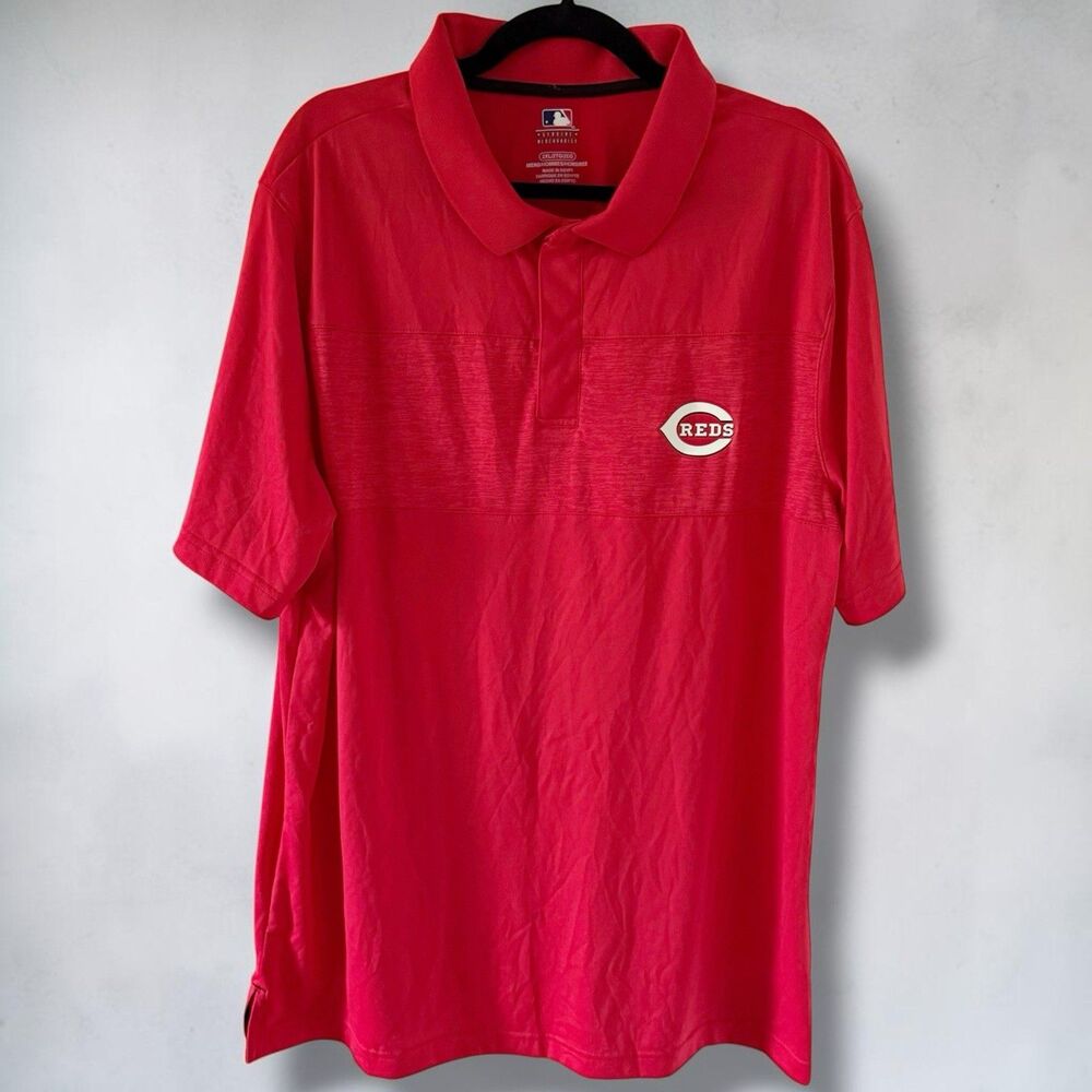 Men's MLB Genuine Merchandise Polo Shirt Cincinnati Reds Sz 2XL Red XXL Baseball